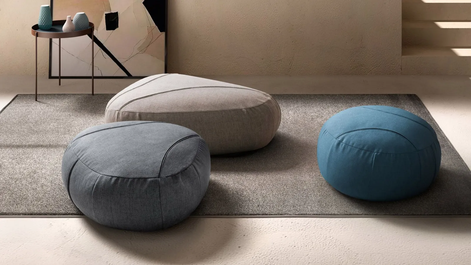 with poufs soft shapes shaped Three Sassi.