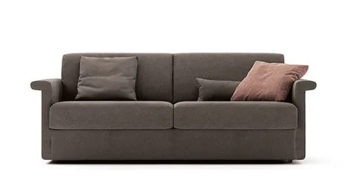 grey sofa bed with shaped armrest